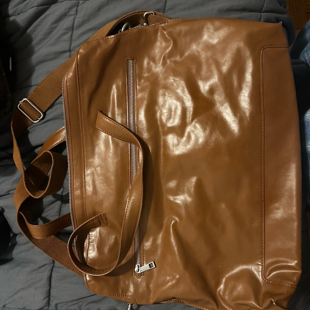 Zara Brown Leather Messenger Bag with Adjustable Strap